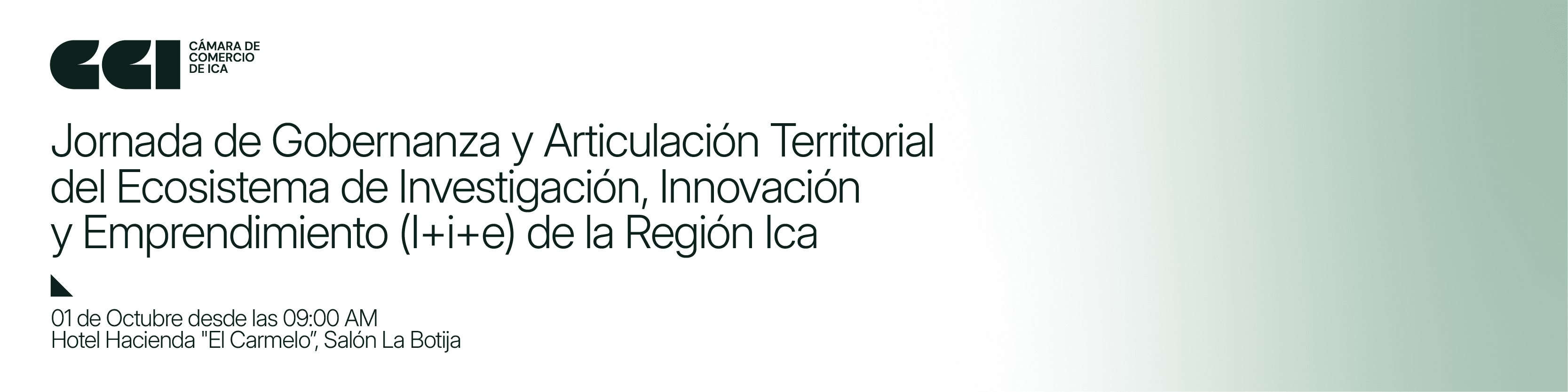 Banner de Jornada de Gobernanza y Articulación Territorial del Ecosistema de Investigación, Innovación y Emprendimiento (I+i+e) de la Región Ica