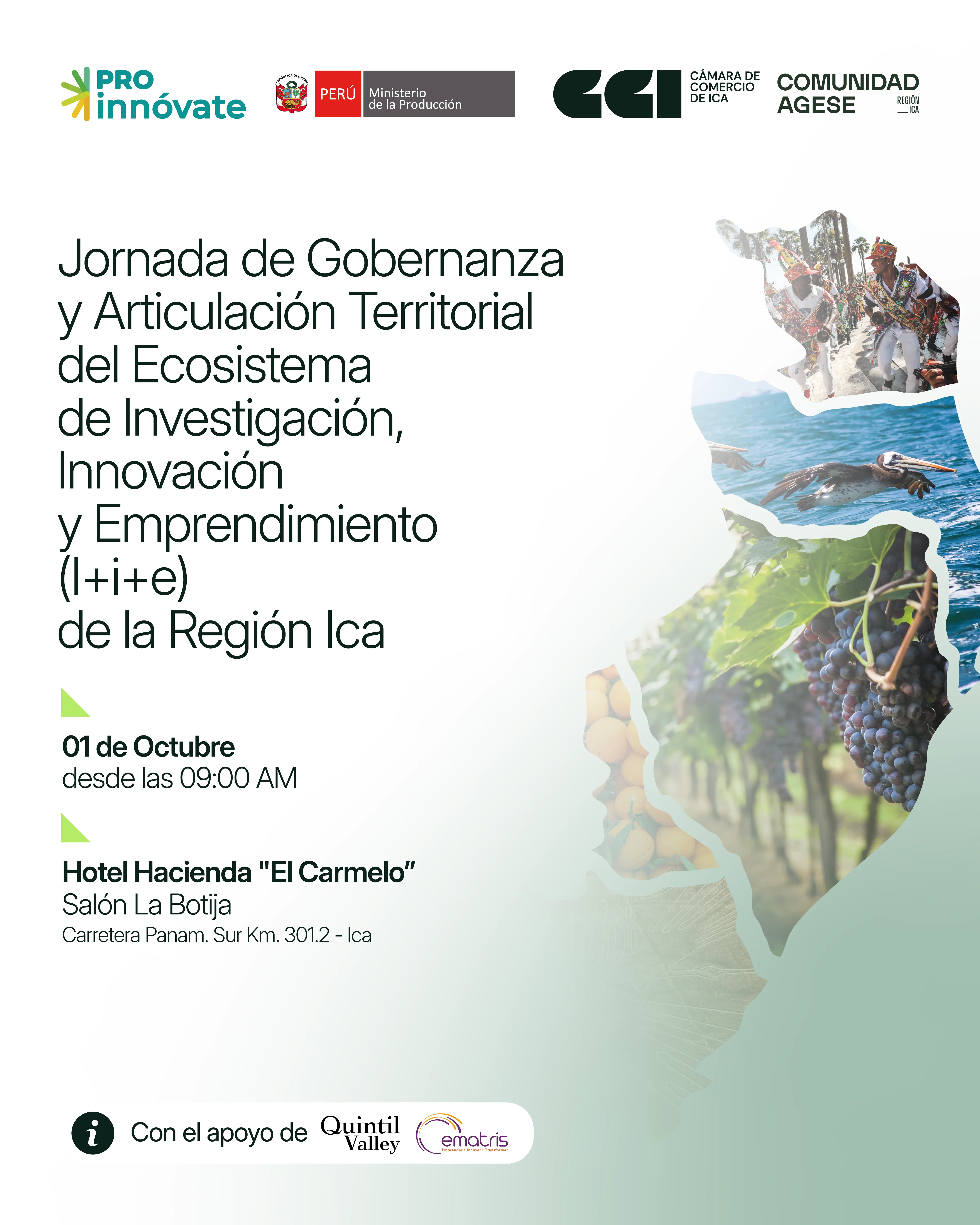 Programa de Jornada de Gobernanza y Articulación Territorial del Ecosistema de Investigación, Innovación y Emprendimiento (I+i+e) de la Región Ica, página 1