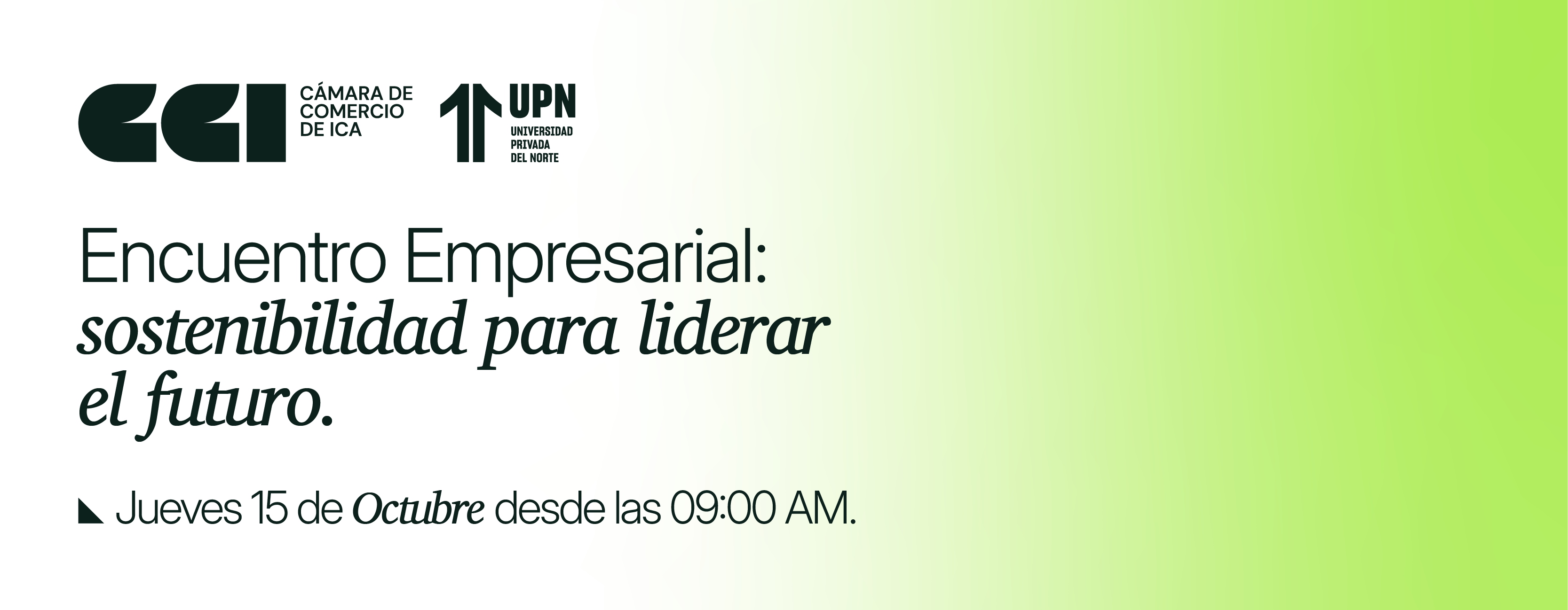 Banner de Encuentro Empresarial: Sostenibilidad para liderar el futuro