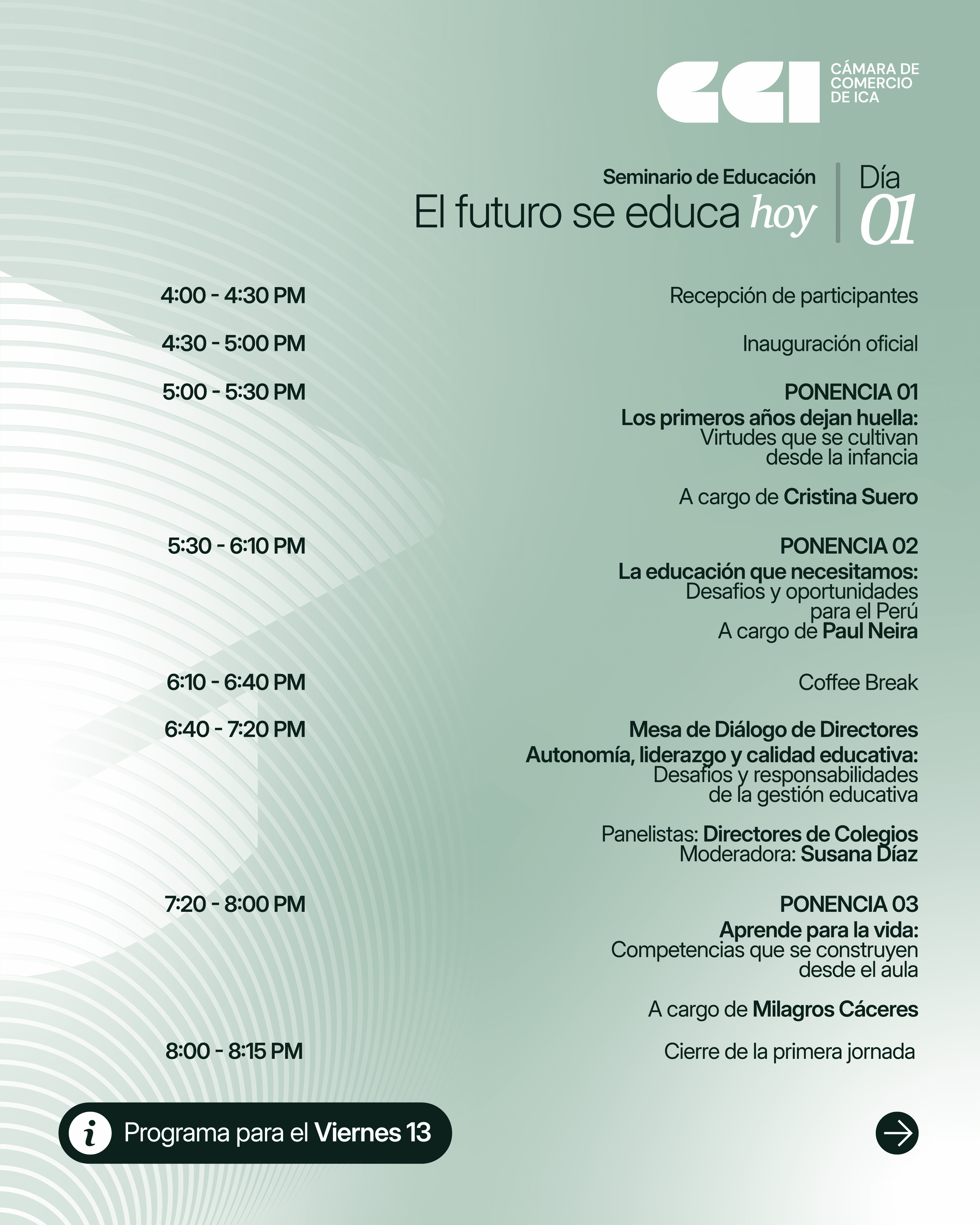 Programa de SEMINARIO NACIONAL DE EDUCADORES, página 1
