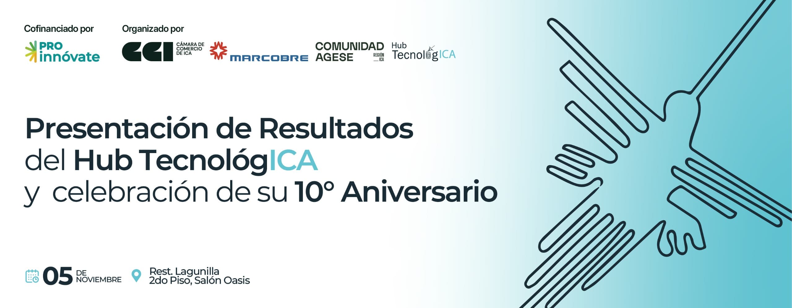 Banner de Presentación de Resultados del Hub TecnológICA y Celebración de su 10º Aniversario